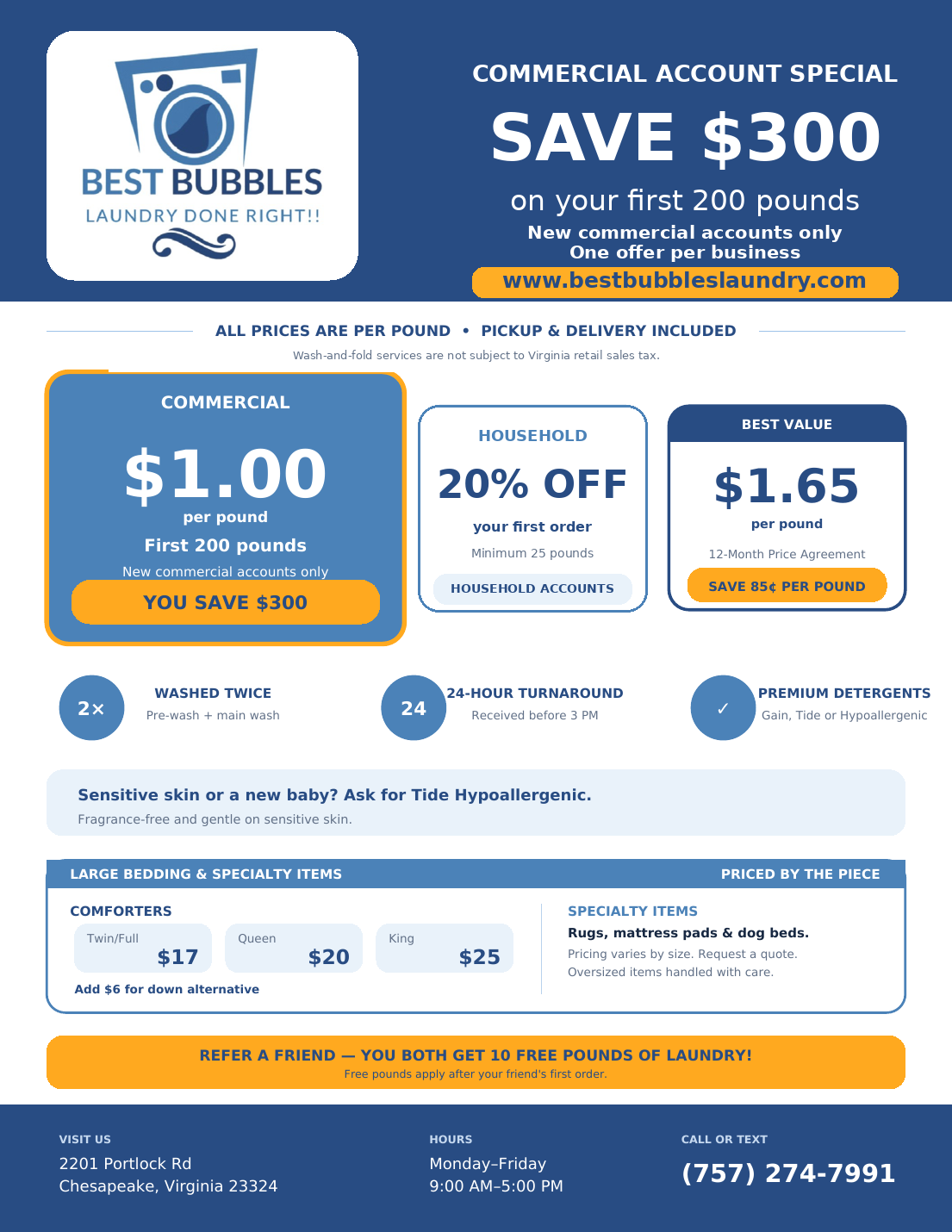 Best Bubbles laundry offer flyer